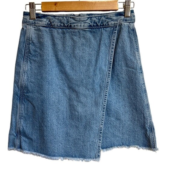 Ann‎ Taylor LOFT Denim Wrap Jeans Skirt Rae Hem Women’s Size 24/00 - Picture 2 of 11